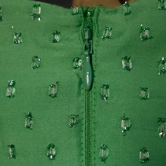 JESSAKAE Kelly Green Dress Peasant Tiered Ruffles Sparkly Fairy Romantic X Small - Picture 8 of 8